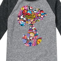 Kikiriki - Snoopy silueta uzorak - grafička majica mališana i omladine Raglan
