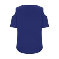 Žene Ljetni vrhovi labavi casual s kratkim rukavima V-izrez Solid casual bluza Majica Tunic Tops plavi