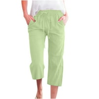 Modne žene Ležerne prilike slane boje elastične labave hlače Ravne hlače za mlade noge sa džepom