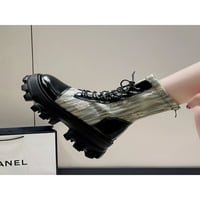 Oucaili Women MID CALF čizme nazad Zip borbene cipele platforme modne čizme Neklizajuće čipke cipele