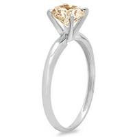 2.5ct okrugli rez smeđi prirodni morgatit 18k bijeli zlatni godišnjički angažman prsten veličine 7,25