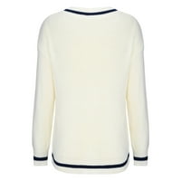 Prevelizirani džemperi za žene V izrez dugih rukava kabela pletena džemper od labavog skakača tunike