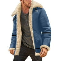 Muškarci jesen i zima plus veličine kaput rever ovratnik dugih rukava podstavljena kožna jakna vintage
