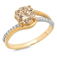 1.72ct okrugli rez smeđi šampanjac simulirani dijamant 18k bijelo žuto zlato graviranje izjava godišnjica