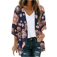 Ženska odjeća za plažu Cover up cvjetni šifon kardigan batwing rukav kimono kardigan mornarsko xxl