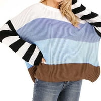 Ženski džemper Ženske modne duge rukave Okrugli izrez Boja podudaranje labavih vrhova bluza pleteni