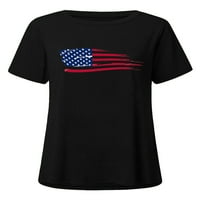 Capreze Žene SAD Zastava Print Pulover Modni bluza s kratkim rukavima Dnevna odjeća za Neovisnost dana