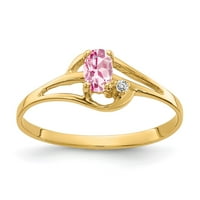 Čvrsta 14k žuto zlato 5x ovalni ružičasti turmalin oktobra Gemstone vs Diamond Angažman prsten veličine