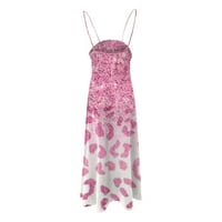 Haljine za žensko čišćenje Žene Ljetni modni ležerni ispisani suspenders labava ljuljačka haljina ružičasta