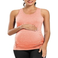 Eyicmarn Ženska materinstva Torbe za vježbanje bez rukava Privratnik okruglih vrata Ruched košulje za