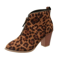 Ženski zip leopard Print pune boje čizme Ženske cipele za gležnjeve Božić na čišćenju smeđe veličine
