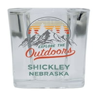 Shickley Nebraska Istražite otvoreni suvenir Squaner Square Bany alkohol Staklo 4-pakovanje