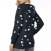 Košulje za žene s kapuljačom STAR PRINT Patchwork dugih rukava vrhova dukserica bluza