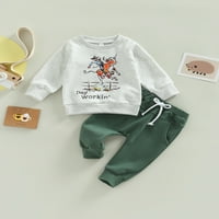 Western Baby Boy odjeća krava tiskana dukserica Pulover Top Jogger Hlače postavljeno Toddler Boy Jesen