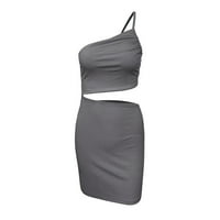 Haljina za ženske dizajn čvrstih boja Hip nakrivljene ovratnike kratka haljina siva 8
