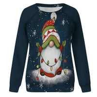 Duksevi za žene Božićne casual obične fit dugih rukava majica moda Xmas poklon pulover bluza