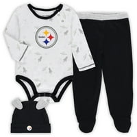 Novorođenče i novorođenčad Bijeli crni Pittsburgh Steelers Dream Team BodySuit hlače i set šešira