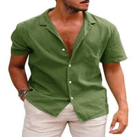 Wassery Muškarci Bašinske pamučne majice Summer Hawaiian majice Ležerne kratki rukav Isključite dugme