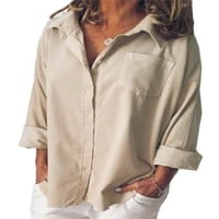 Gomelly Dame košulje rever na vratu Elegantna bluza Ženska gumba sa slobodnim poslovnim tučima dolje