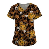 Ljetna bluza Ženski personalizirani ispis kratkih rukava V-izrez V-izrez Radne majice Dame Top Coffee