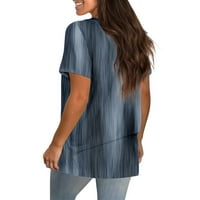 APEPAL ženska prugasta košulja kratkih rukava kratkim rukavima Crewneck majica Basic Tees Navy XL
