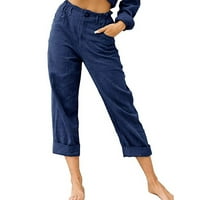 Ženske joggers hlače visoke strukske pantalone za crtanje u obliku kafeta, pusti džepovi elastični struk