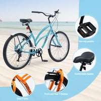 Dame Beach Cruiser Bicikl, Shimano Brzina W Prednja i stražnja V kočnice, Ženski brdski bicikl, plava