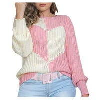 Ženski džemperi Love Ljubav Oblikovan za srce Duks dugih rukava Džemeter za vrat izvuci femme Jumper