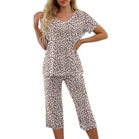 Shomport Outfits za žene Pidžame setovi kratkih rukava široke pantalone za noge postavljaju udobnost