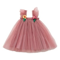 Dječja dječja djevojka haljina kratka rukava modna haljina čvrsto ispisa ružičasta 80