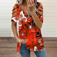 Ženska modni gornji patentni zatvarač sa ramena kratki rukav leptir s majicom majica kratkih rukava
