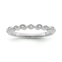 Fini nakit Sterling Silver Silver Diamond prsten, veličina 8