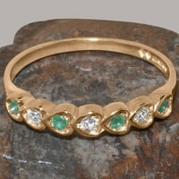 Britanska napravljena stvarnu solidnu solidnu prirodnu dijamantsku dijamant i smaragdnu žensku prsten