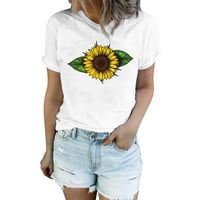 Ljetni vrhovi za ženske suncokretove košulje za slatku maslačku grafiku Thirt Ljetni kratki rukav grafički majica
