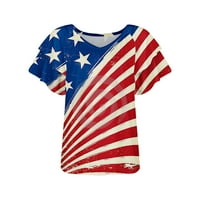 Patriotske majice za žene, ženski kratki rukav s kratkim rukavima Top majica Dan neovisnosti Ispiši