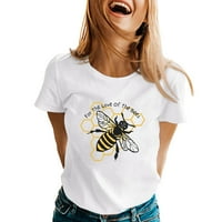 Ženske proljeće Ljetne pčele tiskane kratkih rukava o vratu majica Top Miss dugih rukava za žene Ženska majica