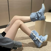 TAWOP WOMENS zimske čizme čizme za gležnjeve za žene kratke čizme Ženske velike veličine Zipper patentne cipele s kliznim čizmama s gustom potpeticama plave 5,5