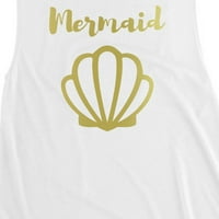 Mermaid Seashell-Zlatni ženski bijeli cisterni mišića Vrh uzbudljiv cool