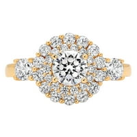 1. CT sjajan okrugli rez pravi prirodni dijamant VS1-VS J-K 18K Yellow Gold Halo Obećaj Vjenčanje Izjava o angažmanu Dizajnerska prstena Veličina 9