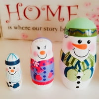 Postavi Božićni snjegović ruska drvena matryoshka gniježđenje lutke dječje igračke poklone