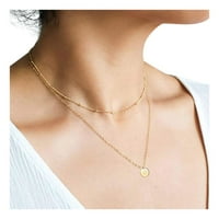 Xinqinghao žensko modno srce ogrlica s ogrlicama Kružni lanac vrata dvostrukog sloja o