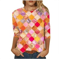 Ženski rukav na vrhu casual geometrijske grafičke majice labavi fit osnovni tunik Teers Lagani pulover