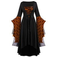 HVYesh Gothic Haljina Gotičke haljine za žene Halloween čipka za Halloween LULL PRINT Trumtova rukava