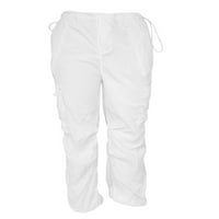 Eyicmarn Ženske teretne hlače, Zip dugme Zip zatvara čvrste labave pantalone sa džepovima za ležerne