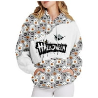 Podplag ženske casual dukseve pulover vrhove crtežnica dugih rukava Halloween Print Dukseri Slaba odjeću sa džepom