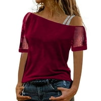 Žene košulje od čvrstog ramena blista s kratkim rukavima Basic Tops Red XL