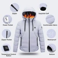 Muškarci Električni kaput grijana jakna s kapuljačom na otvorenom na otvorenom topline jakne sa 10000mAh