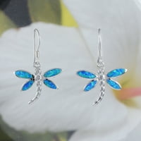Prekrasna havajska velika plava Opal zmaj minđuša, srebrna srebrna plava Opal Dragonfly Danle Minđuše, E rođendan Valentine Mom Day