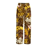 Ernkv ženske retro široke noge pamučne patvene hlače Ljeto caring slobodno vrijeme Cvjetni print modna