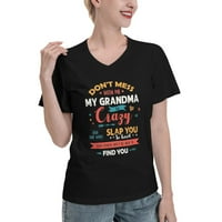Ne miješaj se sa mnom moja baka je ludi ženski vijski kovinski majica C Black Medium